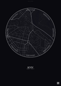 Affiche Kyiv – Poster carte de ville | Gravura – Fond foncé