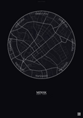 Affiche Minsk – Poster carte de ville | Gravura – Fond foncé