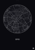 Affiche Minsk – Poster carte de ville | Gravura – Fond foncé