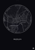 Affiche Bratislava – Poster carte de ville | Gravura – Fond foncé