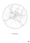 Affiche Ljubljana – Poster carte de ville | Gravura – Fond clair