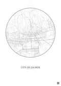 Affiche City Of Zagreb – Poster carte de ville | Gravura – Fond clair