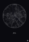 Affiche Riga – Poster carte de ville | Gravura – Fond foncé