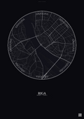 Affiche Riga – Poster carte de ville | Gravura – Fond foncé