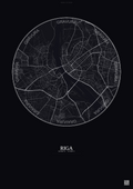 Affiche Riga – Poster carte de ville | Gravura – Fond foncé