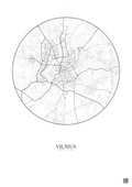 Affiche Vilnius – Poster carte de ville | Gravura – Fond clair