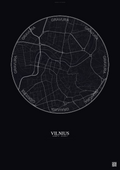 Affiche Vilnius – Poster carte de ville | Gravura – Fond foncé