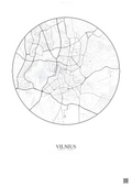 Affiche Vilnius – Poster carte de ville | Gravura – Fond clair