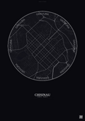 Affiche Chisinau – Poster carte de ville | Gravura – Fond foncé
