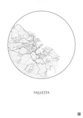 Affiche Valletta – Poster carte de ville | Gravura – Fond clair