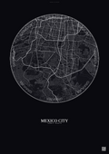 Affiche Mexico City – Poster carte de ville | Gravura – Fond foncé