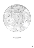 Affiche Mexico City – Poster carte de ville | Gravura – Fond clair