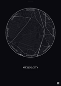 Affiche Mexico City – Poster carte de ville | Gravura – Fond foncé