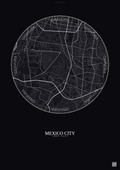Affiche Mexico City – Poster carte de ville | Gravura – Fond foncé