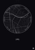 Affiche Lima – Poster carte de ville | Gravura – Fond foncé