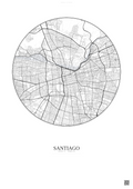 Affiche Santiago – Poster carte de ville | Gravura – Fond clair