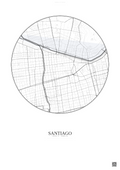 Affiche Santiago – Poster carte de ville | Gravura – Fond clair