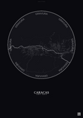 Affiche Caracas – Poster carte de ville | Gravura – Fond foncé
