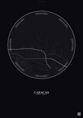 Affiche Caracas – Poster carte de ville | Gravura – Fond foncé