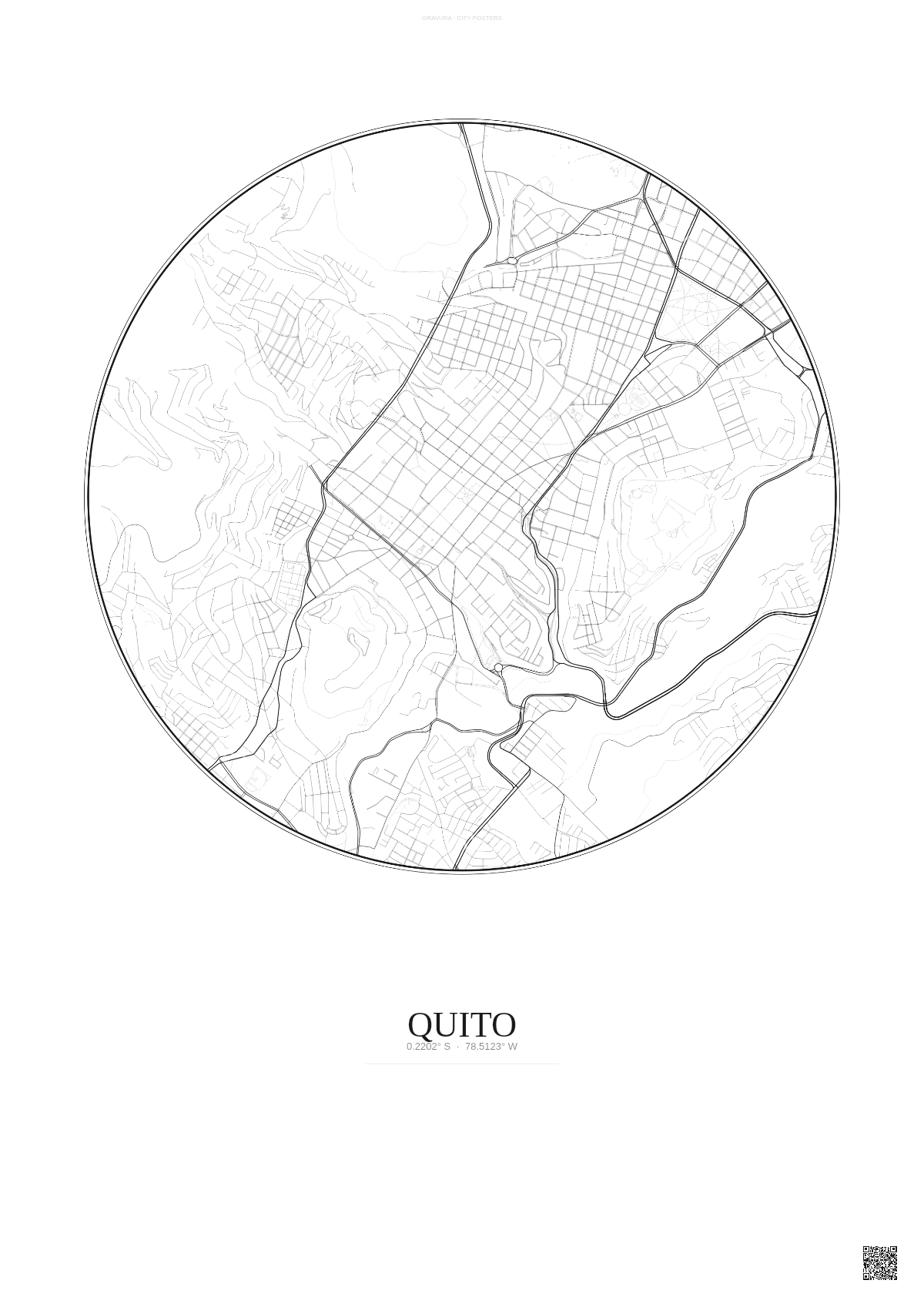 Affiche Quito – Poster carte de ville | Gravura – Fond clair