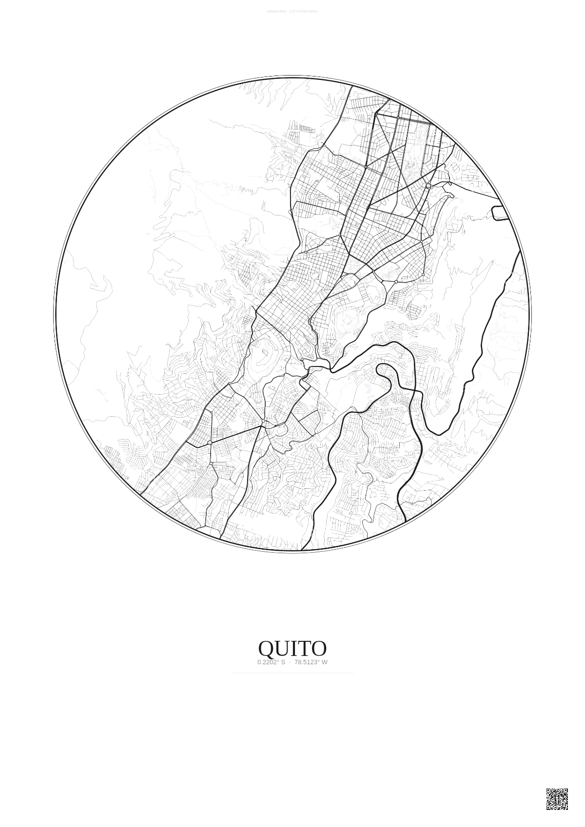 Affiche Quito – Poster carte de ville | Gravura – Fond clair