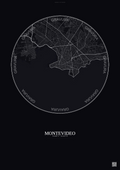 Affiche Montevideo – Poster carte de ville | Gravura – Fond foncé