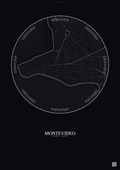 Affiche Montevideo – Poster carte de ville | Gravura – Fond foncé