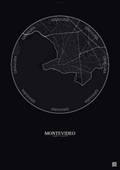 Affiche Montevideo – Poster carte de ville | Gravura – Fond foncé