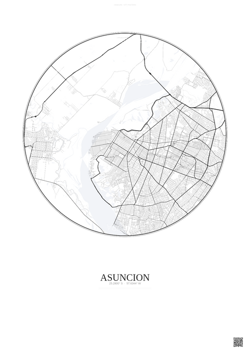 Affiche Asuncion – Poster carte de ville | Gravura – Fond clair