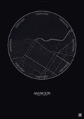 Affiche Asuncion – Poster carte de ville | Gravura – Fond foncé