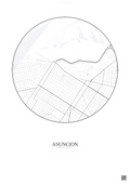 Affiche Asuncion – Poster carte de ville | Gravura – Fond clair