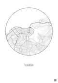 Affiche Havana – Poster carte de ville | Gravura – Fond clair