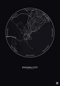 Affiche Panama City – Poster carte de ville | Gravura – Fond foncé