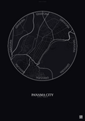 Affiche Panama City – Poster carte de ville | Gravura – Fond foncé