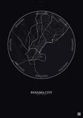 Affiche Panama City – Poster carte de ville | Gravura – Fond foncé