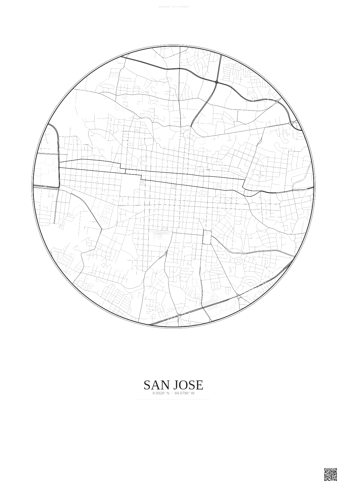 Affiche San Jose – Poster carte de ville | Gravura – Fond clair