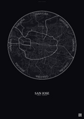 Affiche San Jose – Poster carte de ville | Gravura – Fond foncé