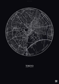Affiche Tokyo – Poster carte de ville | Gravura – Fond foncé