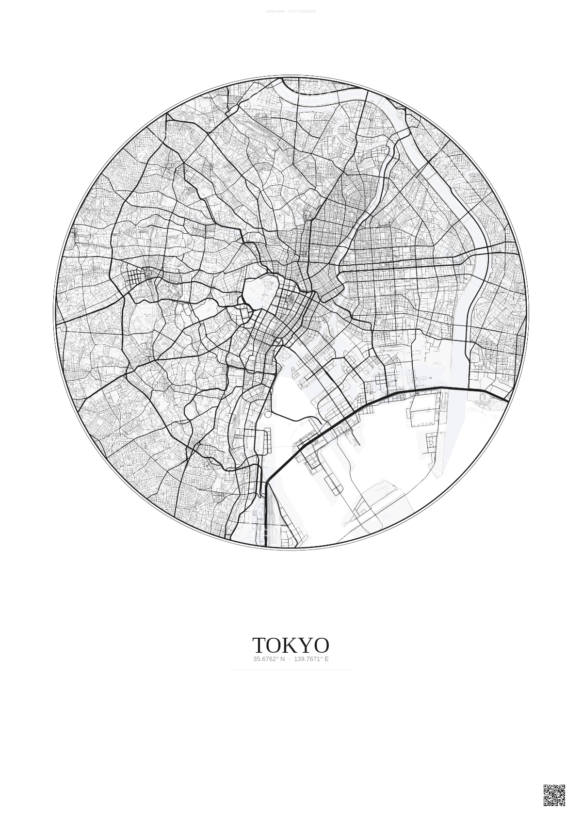 Affiche Tokyo – Poster carte de ville | Gravura – Fond clair