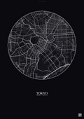 Affiche Tokyo – Poster carte de ville | Gravura – Fond foncé