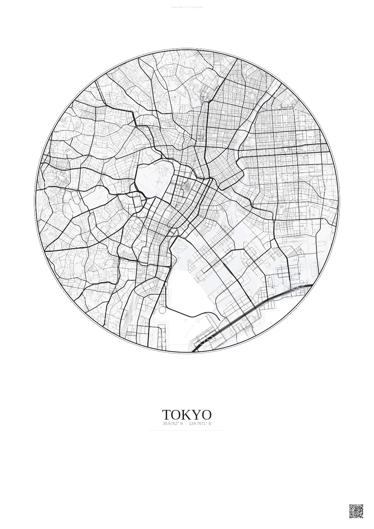 Affiche Tokyo – Poster carte de ville | Gravura – Fond clair