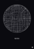 Affiche Beijing – Poster carte de ville | Gravura – Fond foncé
