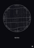 Affiche Beijing – Poster carte de ville | Gravura – Fond foncé