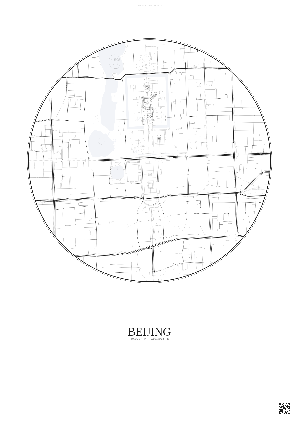 Affiche Beijing – Poster carte de ville | Gravura – Fond clair