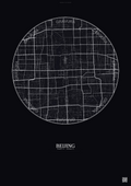 Affiche Beijing – Poster carte de ville | Gravura – Fond foncé