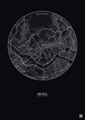 Affiche Seoul – Poster carte de ville | Gravura – Fond foncé