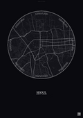 Affiche Seoul – Poster carte de ville | Gravura – Fond foncé