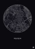 Affiche New Delhi – Poster carte de ville | Gravura – Fond foncé