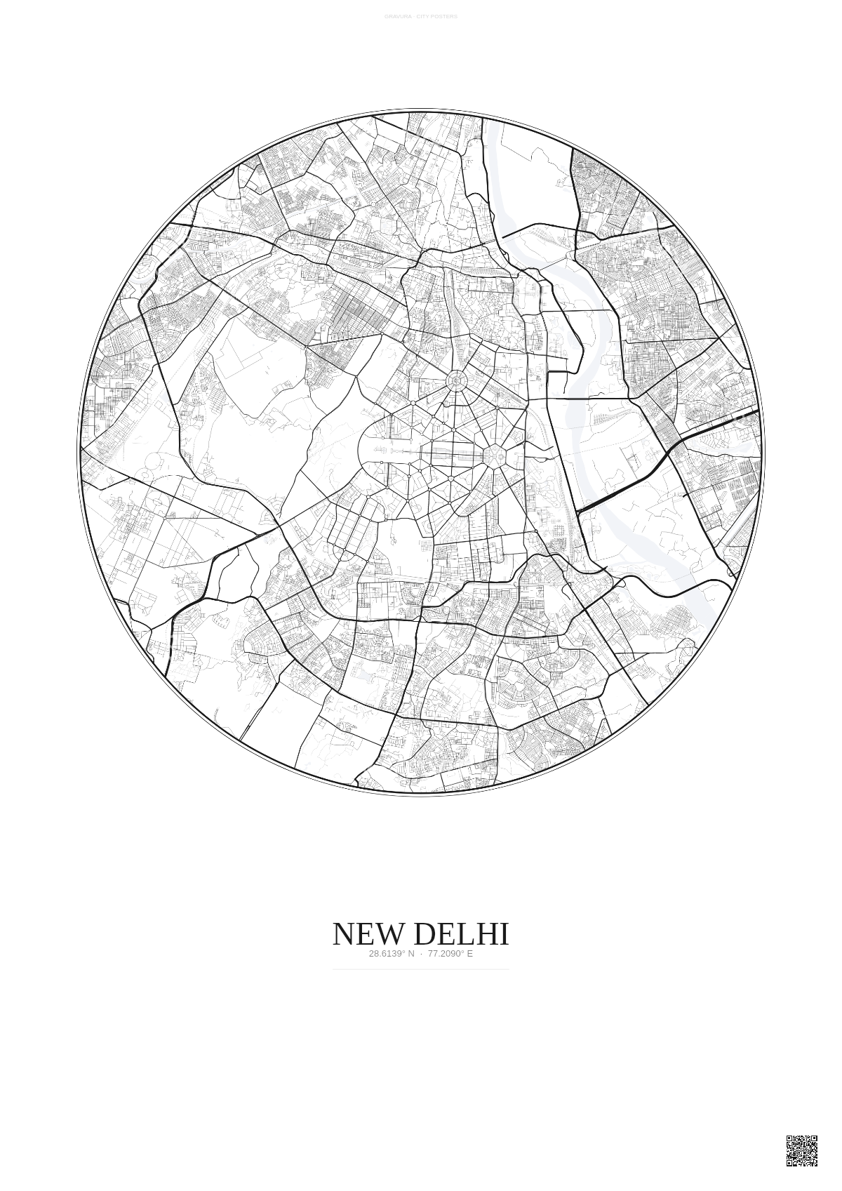 Affiche New Delhi – Poster carte de ville | Gravura – Fond clair