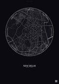 Affiche New Delhi – Poster carte de ville | Gravura – Fond foncé